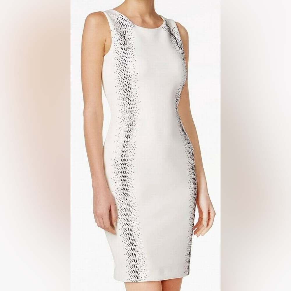 Calvin Klein Women's Embellished Scuba Sheath Dress